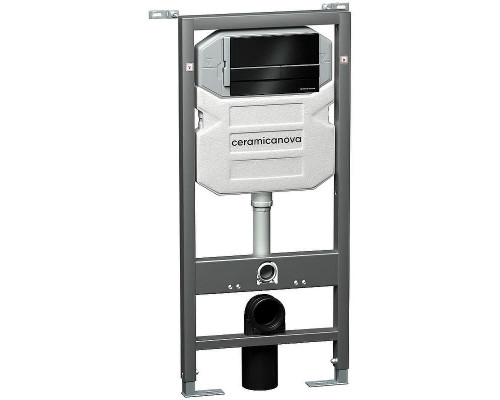 Комплект унитаза с инсталляцией Ceramicanova Metropol CN4002MB_1002B_1000 с сиденьем Микролифт и Черной матовой клавишей смыва