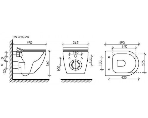 Комплект унитаза с инсталляцией Ceramicanova Metropol CN4002MB_1002B_1000 с сиденьем Микролифт и Черной матовой клавишей смыва