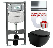 Унитаз с инсталляцией Ceramicanova Metropol CN4002MB_1002CH_1000 с сиденьем Микролифт и клавишей смыва Хром