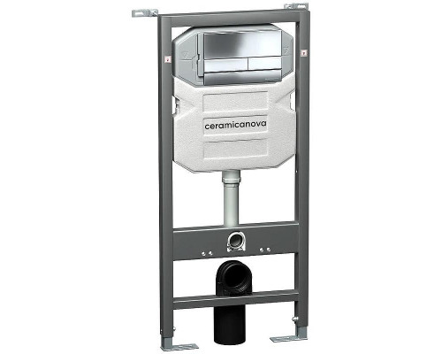 Унитаз с инсталляцией Ceramicanova Metropol CN4002MB_1002CH_1000 с сиденьем Микролифт и клавишей смыва Хром