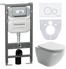 Комплект унитаза с инсталляцией Ceramicanova Metropol CN4002_1001W_1000 с сиденьем Микролифт и Белой клавишей смыва