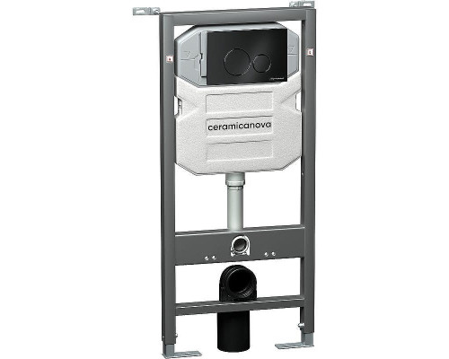 Комплект унитаза с инсталляцией Ceramicanova Metropol CN4002_1001B_1000 с сиденьем Микролифт и Черной матовой клавишей смыва