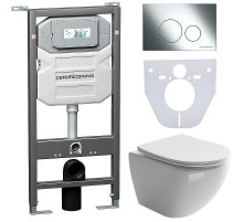 Комплект унитаза с инсталляцией Ceramicanova Metropol CN4002_1001CH_1000 с сиденьем Микролифт и клавишей смыва Хром глянцевый