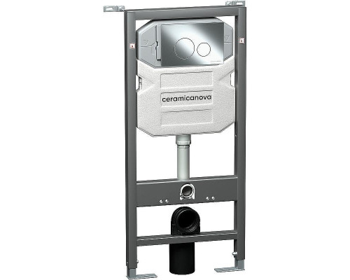 Комплект унитаза с инсталляцией Ceramicanova Metropol CN4002_1001CH_1000 с сиденьем Микролифт и клавишей смыва Хром глянцевый