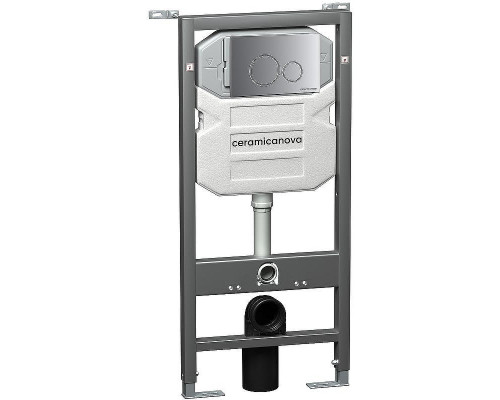 Комплект унитаза с инсталляцией Ceramicanova Metropol CN4002_1001M_1000 с сиденьем Микролифт и клавишей смыва Хром матовый