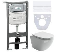 Комплект унитаза с инсталляцией Ceramicanova Metropol CN4002_1002W_1000 с сиденьем Микролифт и Белой клавишей смыва