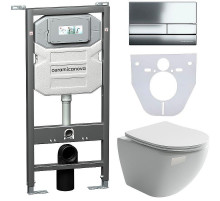 Комплект унитаза с инсталляцией Ceramicanova Metropol CN4002_1002CH_1000 с сиденьем Микролифт и клавишей смыва Хром глянцевый