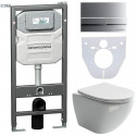 Комплект унитаза с инсталляцией Ceramicanova Metropol CN4002_1002M_1000 с сиденьем Микролифт и клавишей смыва Хром матовый