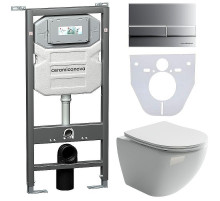 Комплект унитаза с инсталляцией Ceramicanova Metropol CN4002_1002M_1000 с сиденьем Микролифт и клавишей смыва Хром матовый