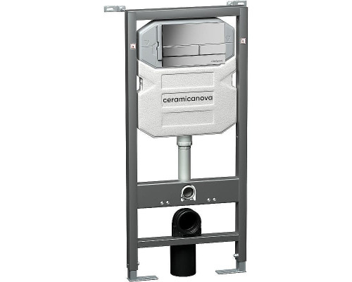 Комплект унитаза с инсталляцией Ceramicanova Metropol CN4002_1002M_1000 с сиденьем Микролифт и клавишей смыва Хром матовый