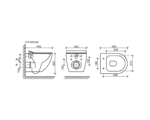 Комплект унитаза с инсталляцией Ceramicanova Metropol CN4002MB_1001M_1000 с сиденьем Микролифт и клавишей смыва Хром матовый