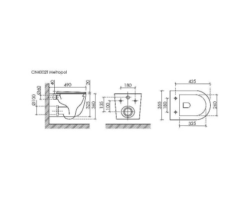 Унитаз Ceramicanova Metropol CN4002T подвесной Белый с сиденьем Микролифт