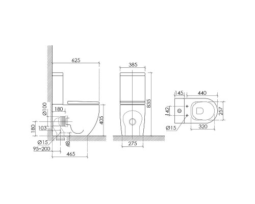 Унитаз компакт Ceramicanova Metropol CN4001T Белый с бачком и сиденьем Микролифт