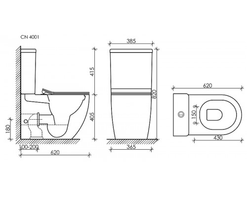 Унитаз компакт Ceramicanova Metropol CN4001-BMB цвет Черный матовый без бачка с сиденьем Микролифт