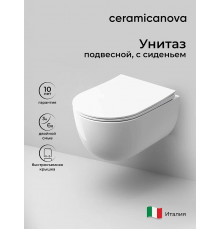 Унитаз Ceramicanova Modena Rimless CN6063 подвесной Белый глянцевый с сиденьем Микролифт