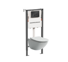 Унитаз с инсталляцией Ceramicanova Mono CN1905_121001MB цвет Белый с сиденьем Микролифт и клавишей смыва цвет Черный матовый