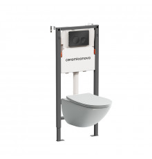 Унитаз с инсталляцией Ceramicanova Mono CN1905_121001MB цвет Белый с сиденьем Микролифт и клавишей смыва цвет Черный матовый