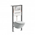 Комплект унитаза с инсталляцией Ceramicanova Mono CN1905_121001CH цвет Белый с сиденьем Микролифт и клавишей смыва цвет Хром глянцевый