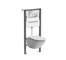 Комплект унитаза с инсталляцией Ceramicanova Mono CN1905_121001CH цвет Белый с сиденьем Микролифт и клавишей смыва цвет Хром глянцевый