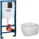 Унитаз с инсталляцией Ceramicanova Play CN3001 + Grohe Rapid SL 38811KF0 с сиденьем Микролифт и Черной матовой клавишей смыва