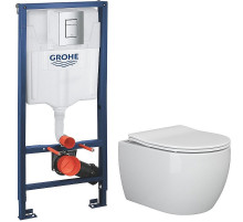 Унитаз Ceramicanova Play CN3001 с инсталляцией Grohe Rapid SL 38772001 с сиденьем Микролифт с кнопкой Хром