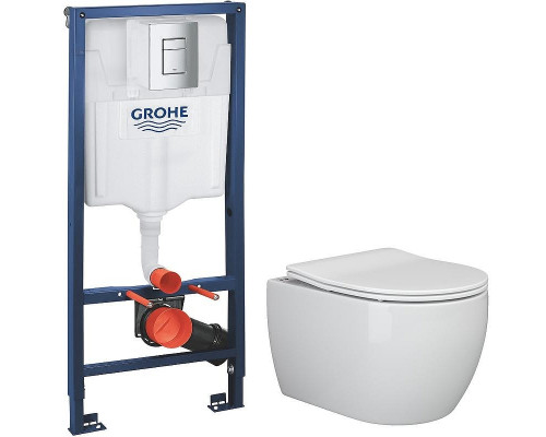 Унитаз Ceramicanova Play CN3001 с инсталляцией Grohe Rapid SL 38772001 с сиденьем Микролифт с кнопкой Хром