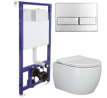 Унитаз Ceramicanova Play CN3001 с инсталляцией Berges Novum L3 040213 с сиденьем Микролифт с кнопкой Хром