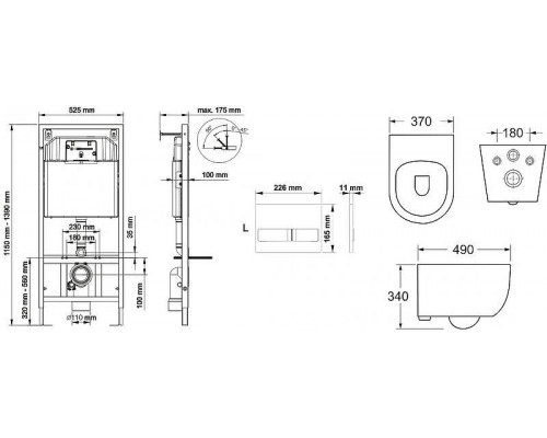 Унитаз Ceramicanova Play CN3001 с инсталляцией Berges Novum L3 040213 с сиденьем Микролифт с кнопкой Хром