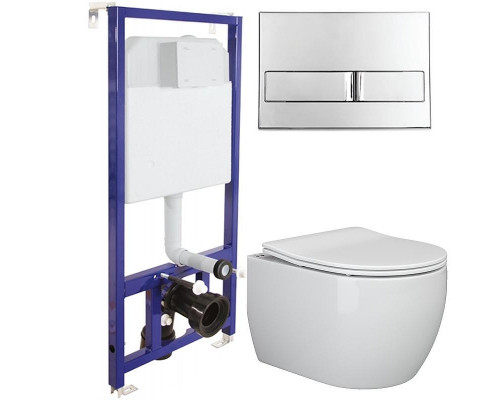 Унитаз Ceramicanova Play CN3001 с инсталляцией Berges Novum L3 040213 с сиденьем Микролифт с кнопкой Хром