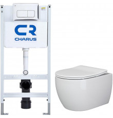 Комплект унитаза Ceramicanova Play CN3001 с инсталляцией Charus City CR.200.21.01 с сиденьем Микролифт и клавишей смыва Хром глянцевый