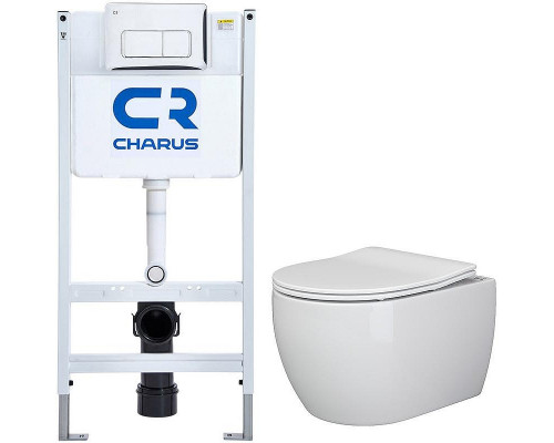 Комплект унитаза Ceramicanova Play CN3001 с инсталляцией Charus City CR.200.21.01 с сиденьем Микролифт и клавишей смыва Хром глянцевый