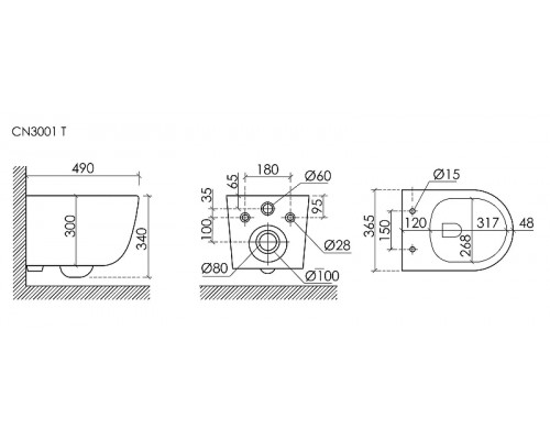 Унитаз Ceramicanova Play CN3001T подвесной цвет Белый с сиденьем Микролифт