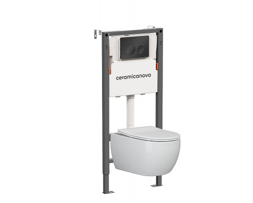 Унитаз с инсталляцией Ceramicanova Игра (Play) CN3001_121001MB цвет Белый с сиденьем Микролифт и клавишей смыва цвет Черный матовый