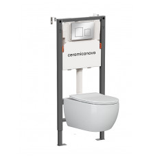 Унитаз с инсталляцией Ceramicanova Игра (Play) CN3001_121002CH цвет Белый с сиденьем Микролифт и клавишей смыва цвет Хром глянцевый