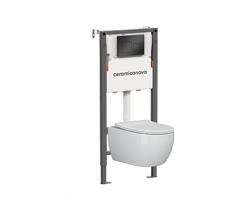 Унитаз с инсталляцией Ceramicanova Игра (Play) CN3001_121002MB цвет Белый с сиденьем Микролифт и клавишей смыва цвет Черный матовый