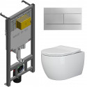 Унитаз с инсталляцией Ceramicanova Play CN3001 + Jacob Delafon E29025-NF+E4316-CP с сиденьем Микролифт и клавишей смыва Хром