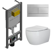 Унитаз с инсталляцией Ceramicanova Play CN3001 + Jacob Delafon E29025-NF+E4316-CP с сиденьем Микролифт и клавишей смыва Хром