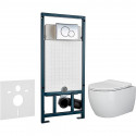 Унитаз с инсталляцией Ceramicanova Play CN3001 + WeltWasser WW Marberg 507 10000005949+10000005952 с сиденьем Микролифт с клавишей смыва Хром глянцевый
