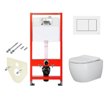 Унитаз с инсталляцией Ceramicanova Play CN3001 + Tece Base 9400413 с сиденьем Микролифт и Белой клавишей смыва