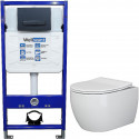 Унитаз с инсталляцией Ceramicanova Play CN3001 + WellWant Standart 50 WWISI111BB с сиденьем Микролифт и Черной матовой клавишей смыва