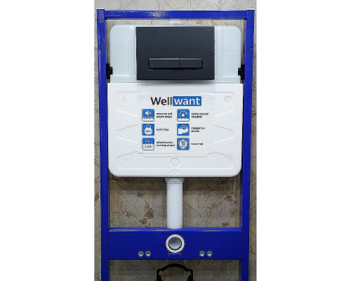Унитаз с инсталляцией Ceramicanova Play CN3001 + WellWant Standart 50 WWISI111BB с сиденьем Микролифт и Черной матовой клавишей смыва