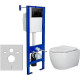 Унитаз с инсталляцией Ceramicanova Play CN3001 + Berges Atom 410 040332 с сиденьем Микролифт и Черной матовой клавишей смыва