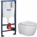 Унитаз с инсталляцией Ceramicanova Play CN3001 + Grohe Rapid SL 38772001 с сиденьем Микролифт и клавишей смыва Хром