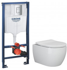 Унитаз с инсталляцией Ceramicanova Play CN3001 + Grohe Rapid SL 38772001 с сиденьем Микролифт и клавишей смыва Хром