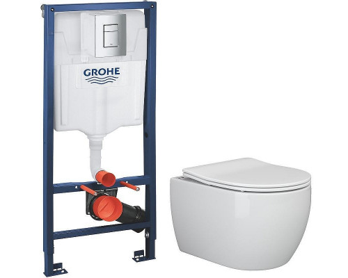 Унитаз с инсталляцией Ceramicanova Play CN3001 + Grohe Rapid SL 38772001 с сиденьем Микролифт и клавишей смыва Хром