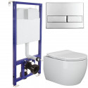Унитаз с инсталляцией Ceramicanova Play CN3001 + Berges Novum L3 040213 с сиденьем Микролифт и клавишей смыва Хром