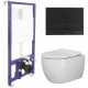 Унитаз с инсталляцией Ceramicanova Play CN3001 + Berges Novum L5 040215 с сиденьем Микролифт и Черной матовой клавишей смыва