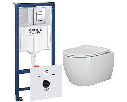 Унитаз с инсталляцией Ceramicanova Play CN3001 + Grohe Rapid SL 38775001 с сиденьем Микролифт и клавишей смыва Хром