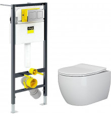 Унитаз с инсталляцией Ceramicanova Play CN3001 + Viega Prevista Dry 8524.14 792596 с сиденьем Микролифт и клавишей смыва Хром