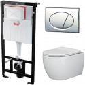 Унитаз с инсталляцией Ceramicanova Play CN3001 + Alcaplast Sadromodul AM101/1120-3:1 RU M71-0001 с сиденьем Микролифт и клавишей смыва Хром